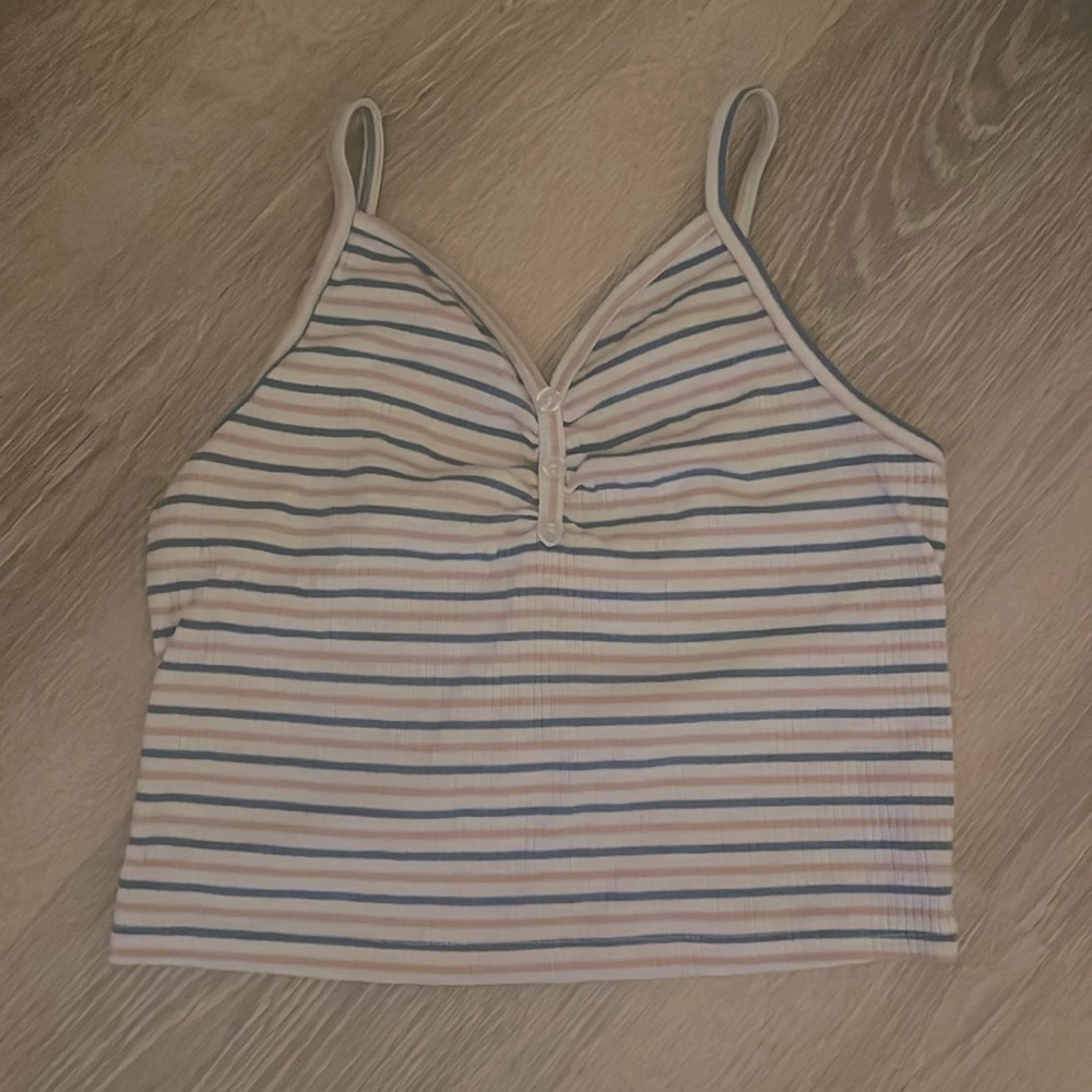Pink and blue striped top